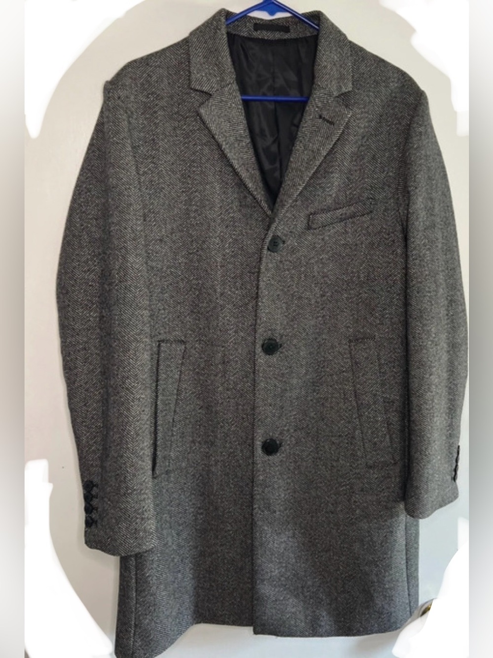 H&M Men's Gray Herringbone Sport Coat Overcoat